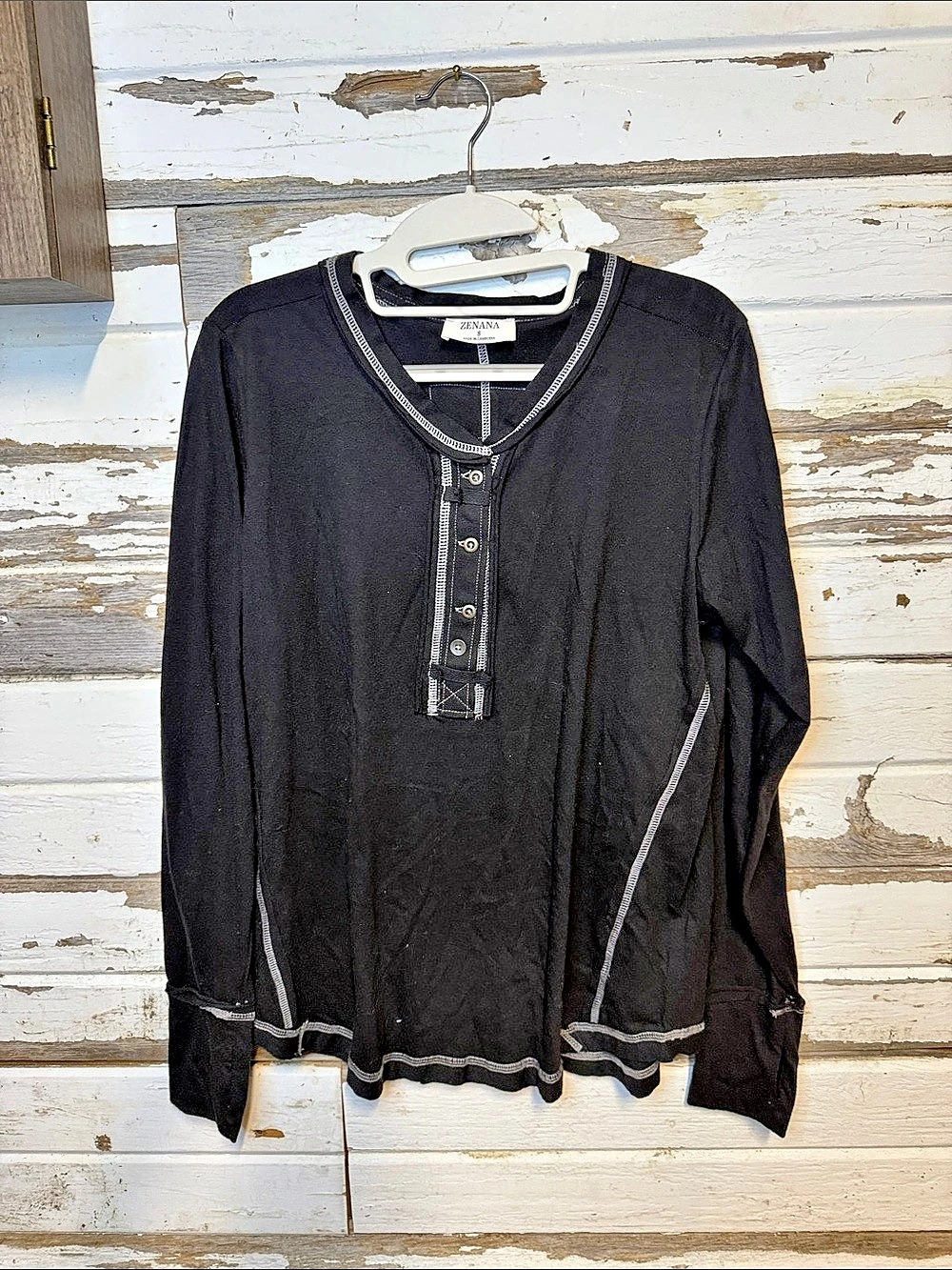 ZENANA Black Long Sleeve Tunic Size Small (021